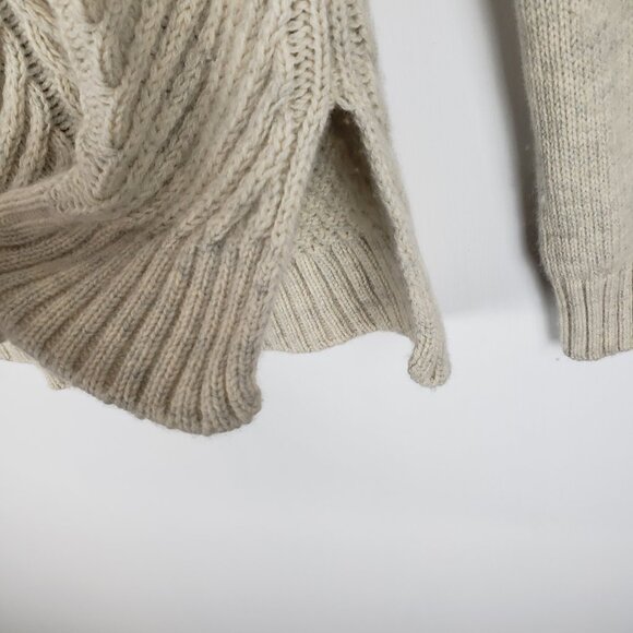 Vince Yak Wool Mock Turtleneck Sweater Oatmeal Chevron Fisherman Womens Size M - Picture 4 of 7